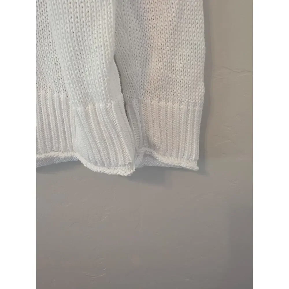 Lilly Pulitzer White Cotton Chunky Knit Pullover Sweater Large